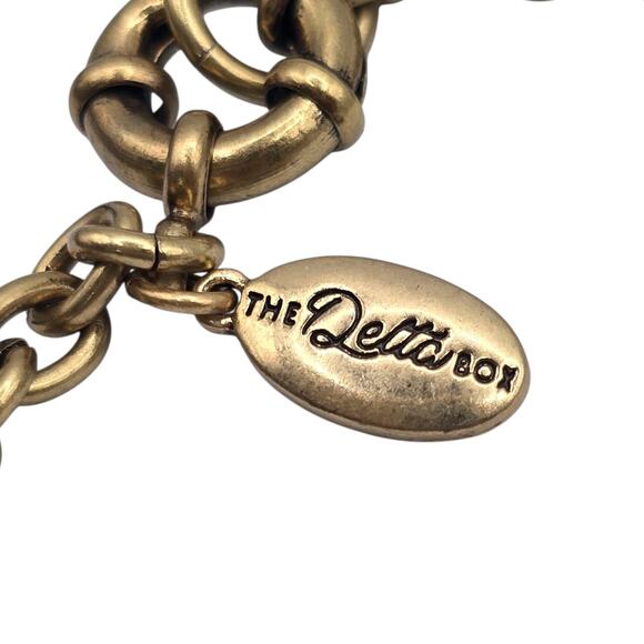 Floral Necklace The Delta Box Statement Red Purple Rhinestone Gold Tone Bib - Picture 4 of 9